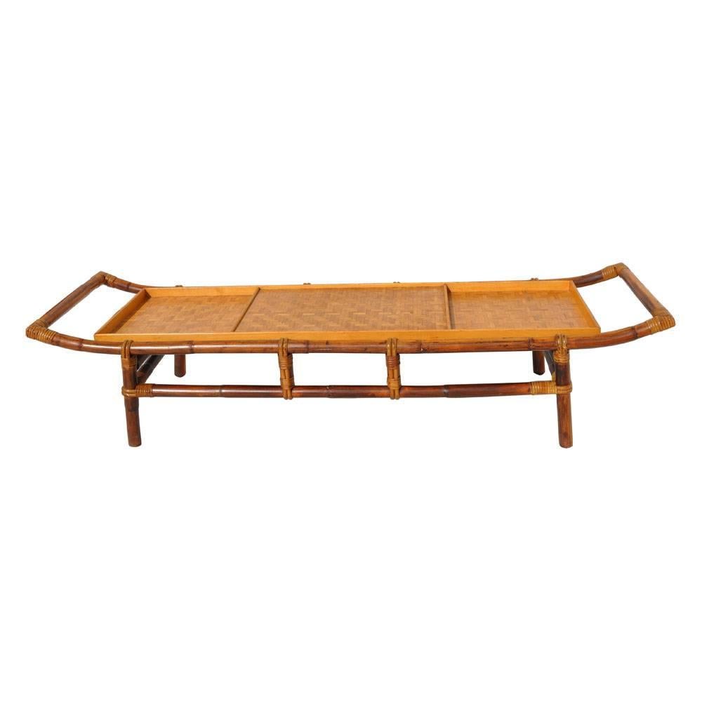 Chinoiserie Flicks Reed Pagoda Form Bamboo Coffee Table by John Wisner