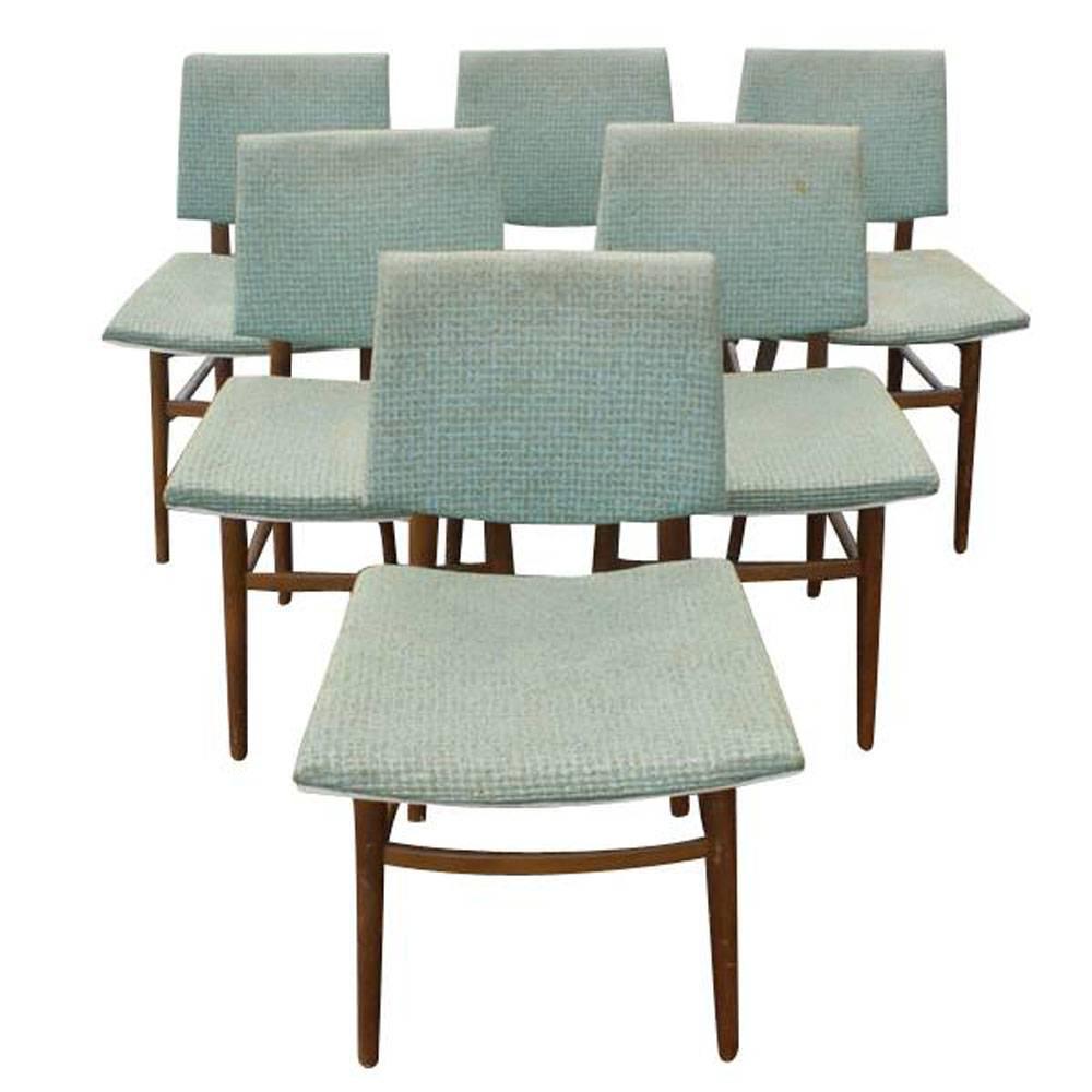 Six Vintage Scandinavian Dining Side Chairs Set
