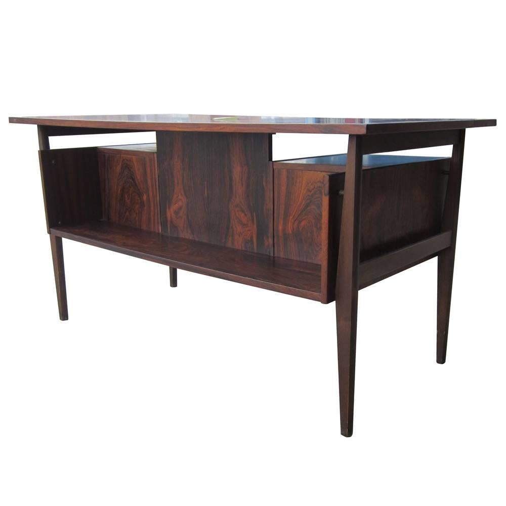 Mid-Century Modern Vintage Danish Rosewood Two-Pedestal Desk 