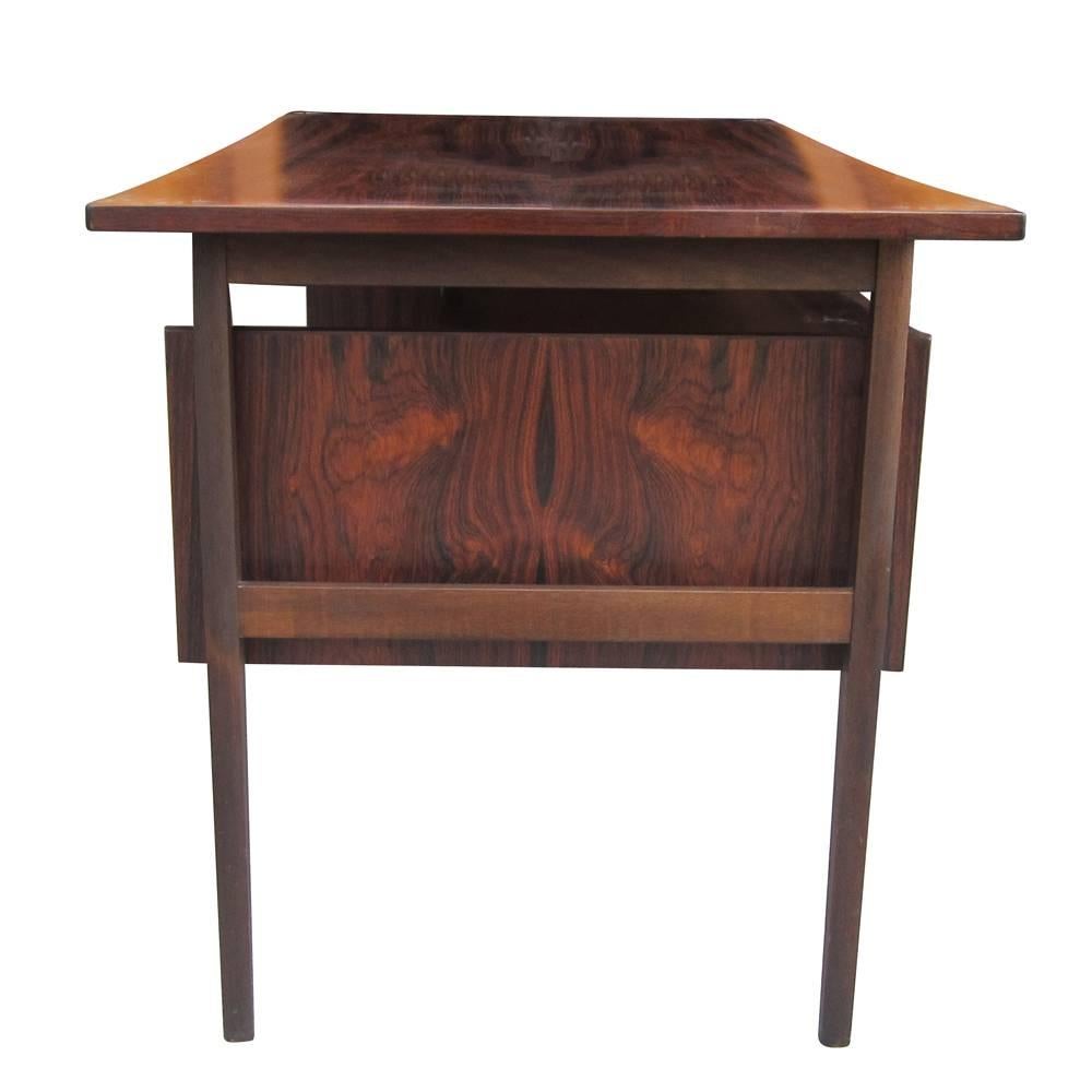 Vintage Danish Rosewood Two-Pedestal Desk  In Good Condition In Pasadena, TX