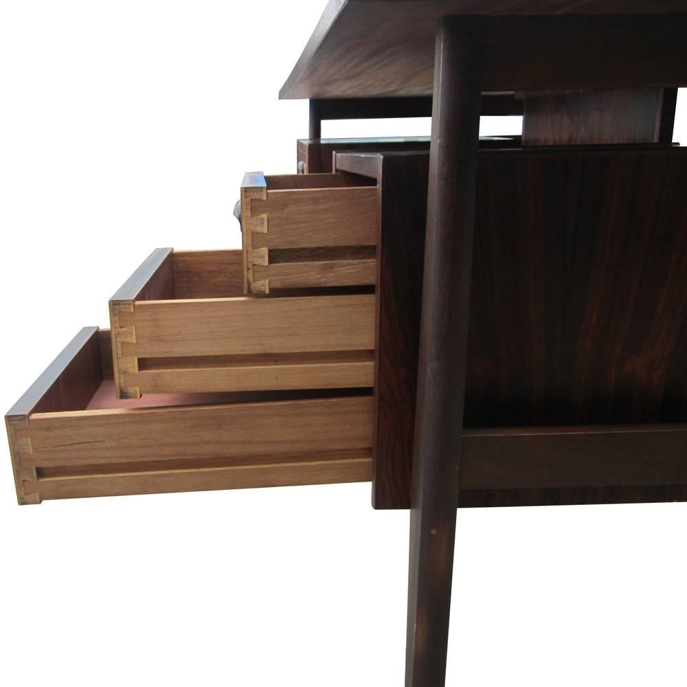 Vintage Danish Rosewood Two-Pedestal Desk  1