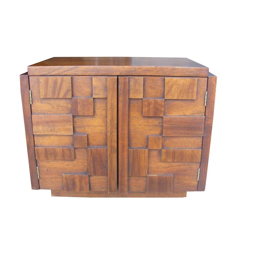 North American Midcentury Paul Evans Style Brutalist Lane Pair of Nightstands Side Tables