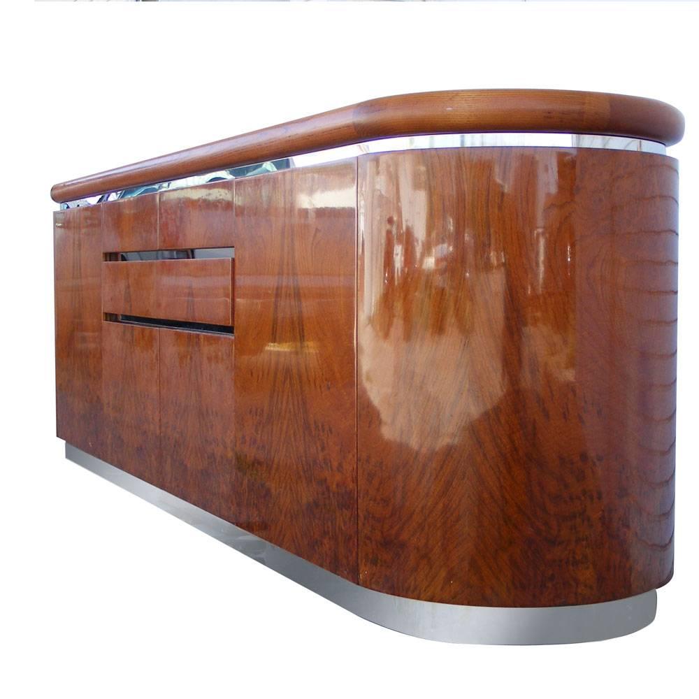 Bob Eppinger started a manufacturing company, Eppinger Furniture, Inc., manufacturing custom quality furniture for Fortune 500 companies’ executive offices and conference rooms.
 
This is a stunning credenza by Eppinger Furniture
 Inc of New York,