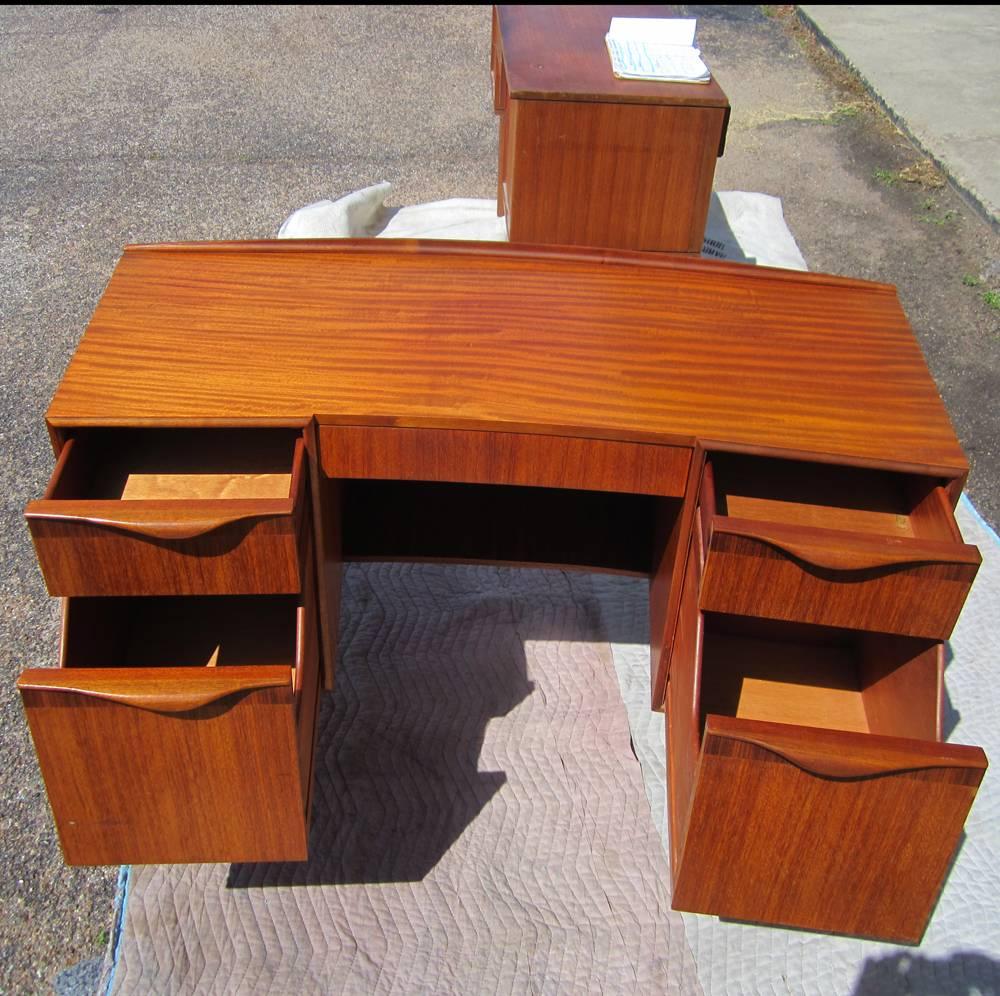 Mid-Century Modern Midcentury Striped Mahogany Desk
