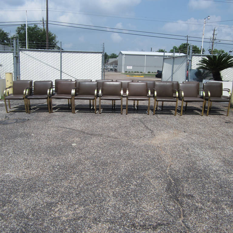 One Brass Flat-Bar Brno Chairs by Mies Van Der Rohe In Good Condition For Sale In Pasadena, TX