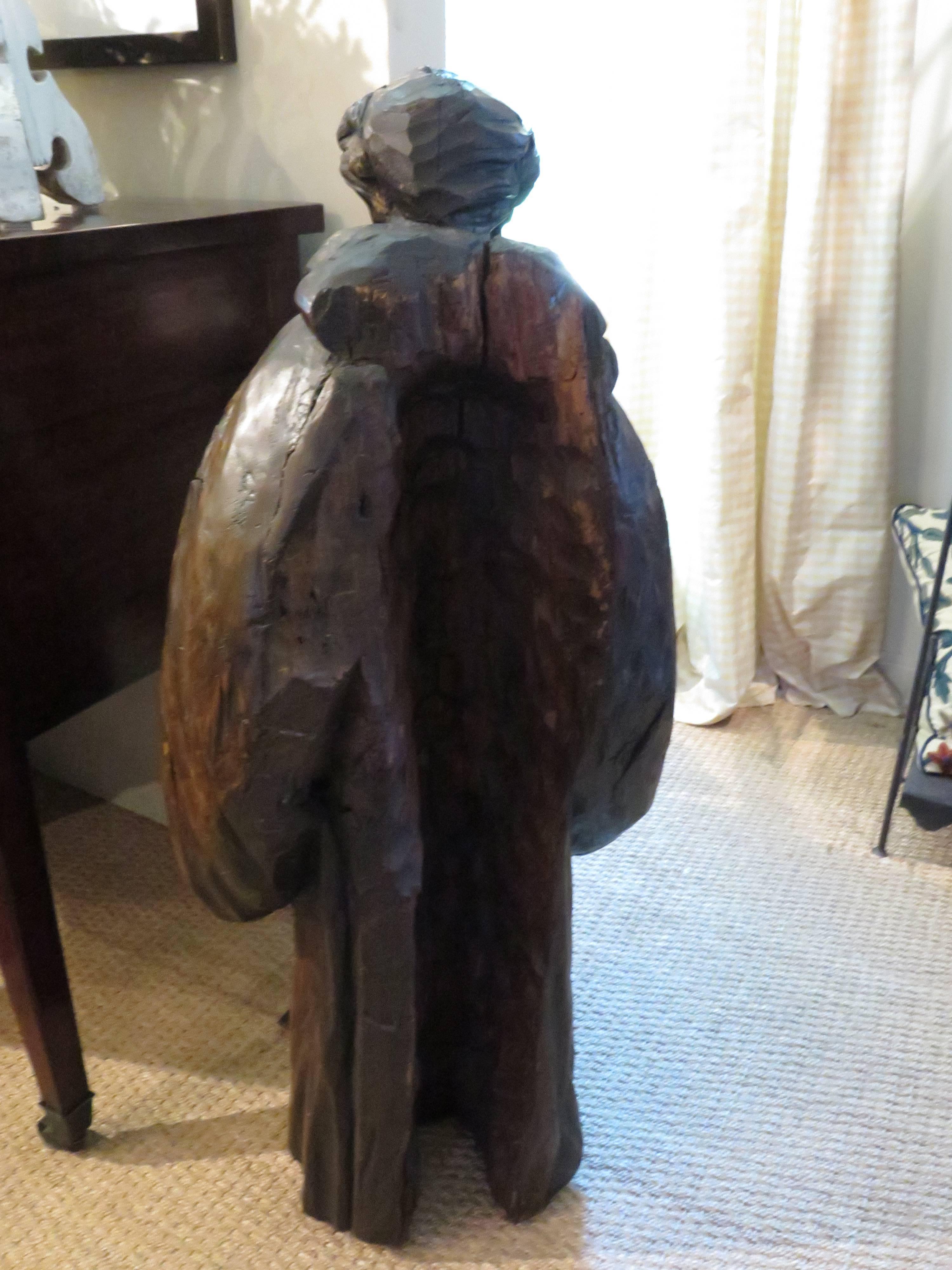 18th Century and Earlier French Carved Walnut Ecclesiastical Figure For Sale