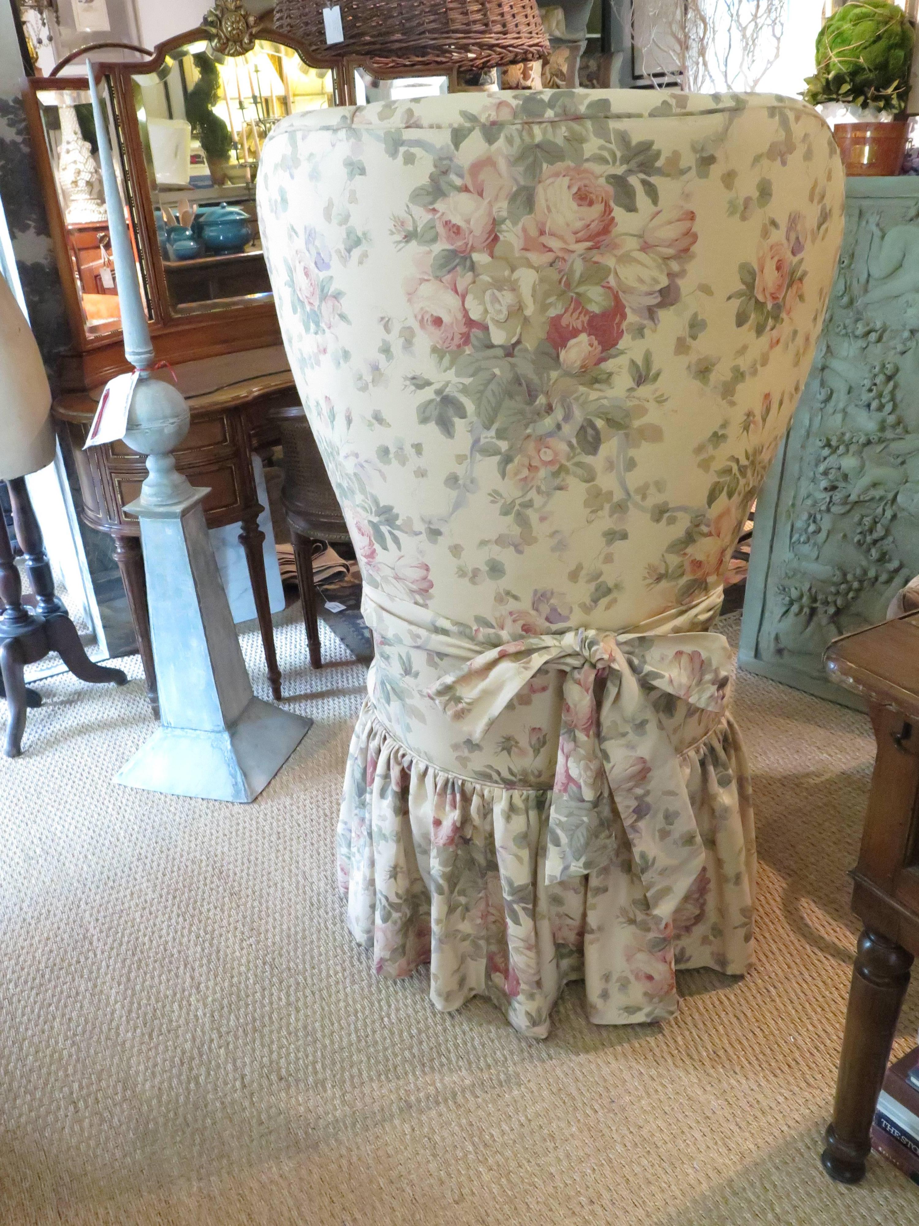20th Century Bennison Floral Fan Back Chair For Sale
