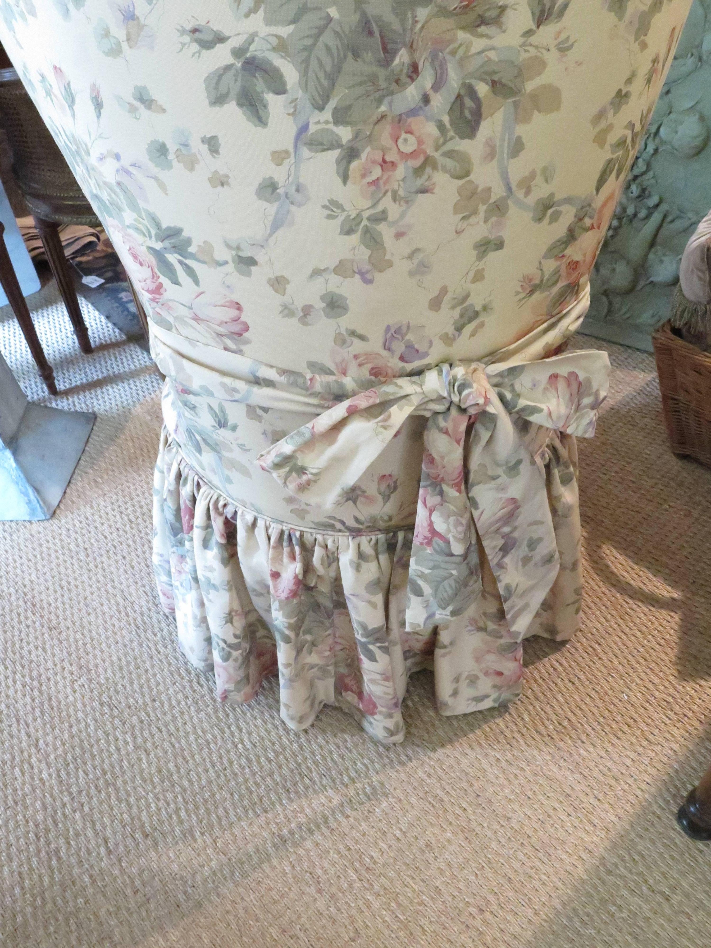 Fabric Bennison Floral Fan Back Chair For Sale