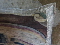 Maison Maison 18th Century Tapestry Fragment with Silver / Gold Trim Pillow