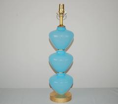 Blue Murano Table Lamps of Stacked Fonts
