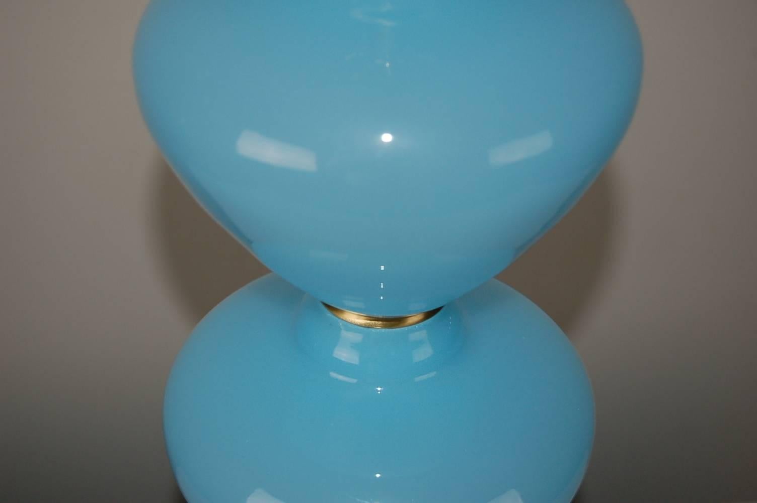 Blue Murano Table Lamps of Stacked Fonts For Sale 1