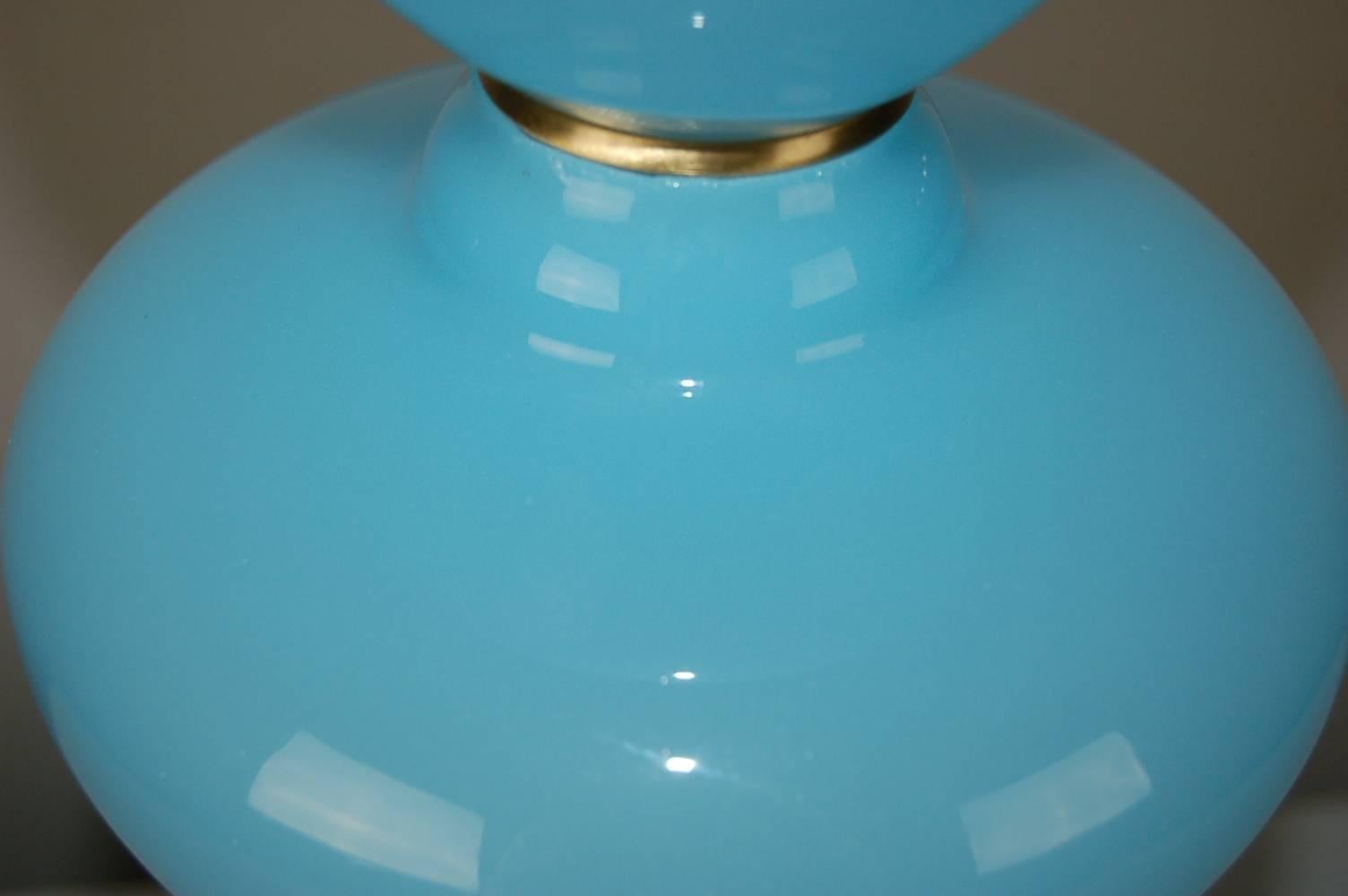 Blue Murano Table Lamps of Stacked Fonts For Sale 2