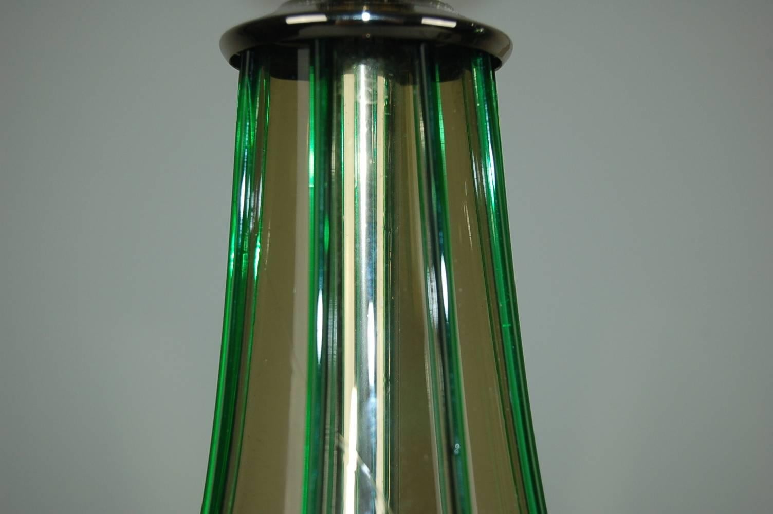 Green Murano Pin Striped Table Lamps For Sale 3