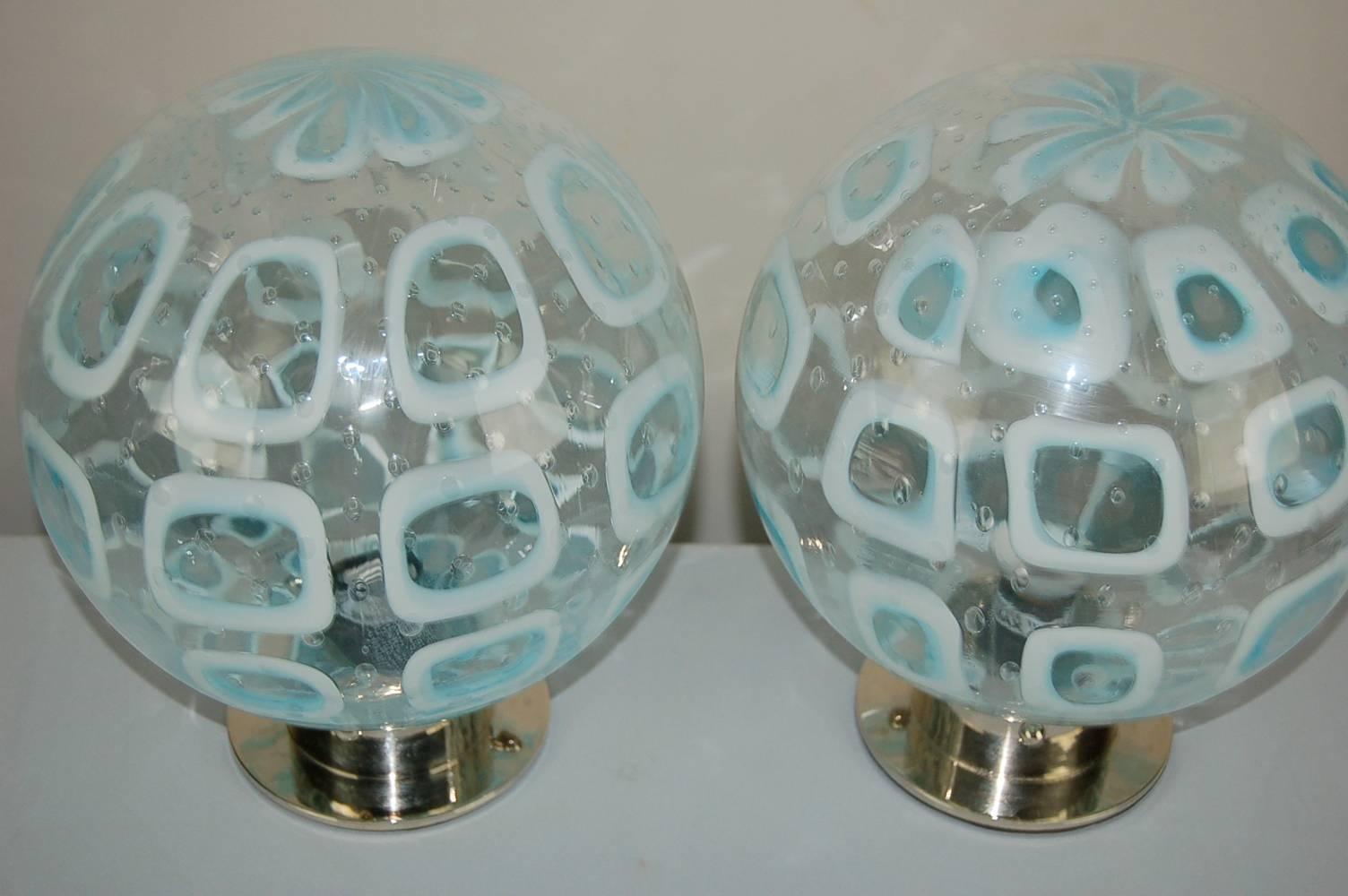 Blue Murano Opaline Table Lamps  In Excellent Condition In Little Rock, AR