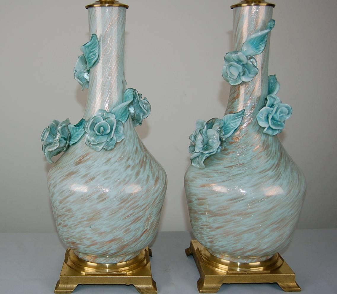 Hollywood Regency Matched Pair of Vintage Murano Lamps for Marbro For Sale