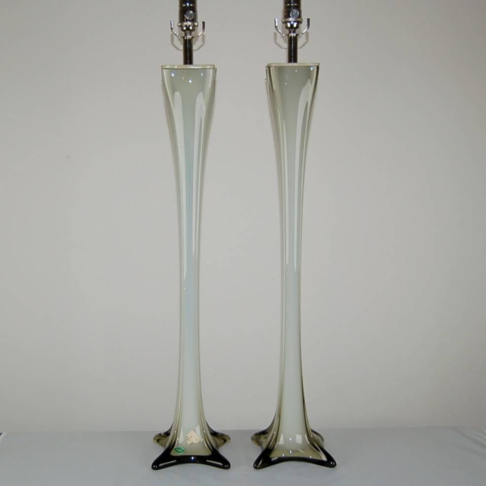 Mid-Century Modern Vintage Matched Pair of  Elegant Murano Lamps in Taupe