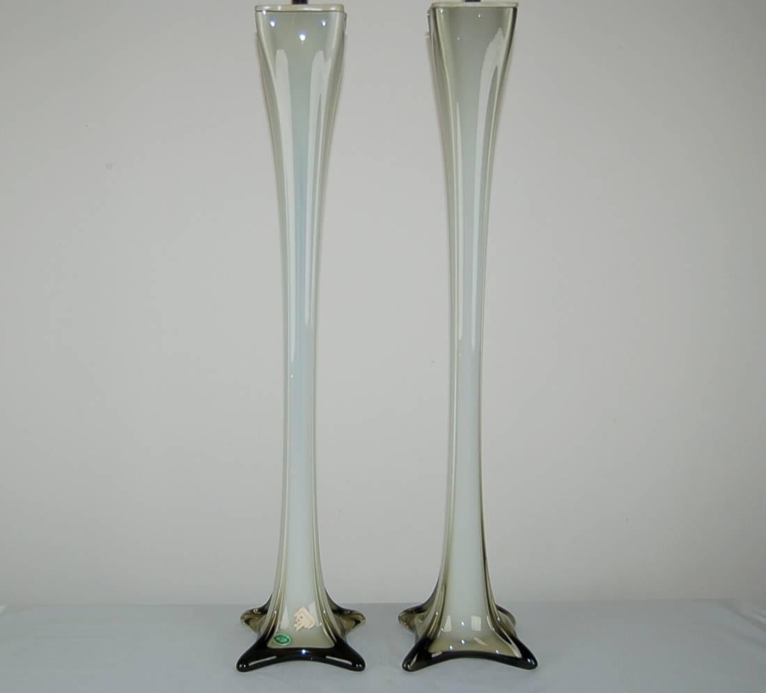 Italian Vintage Matched Pair of  Elegant Murano Lamps in Taupe