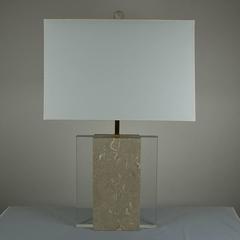 Architectural Fossil Stone and Acrylic Lamp