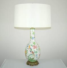 Pair of Vintage Italian Porcelain Peacock Lamps by Marbro