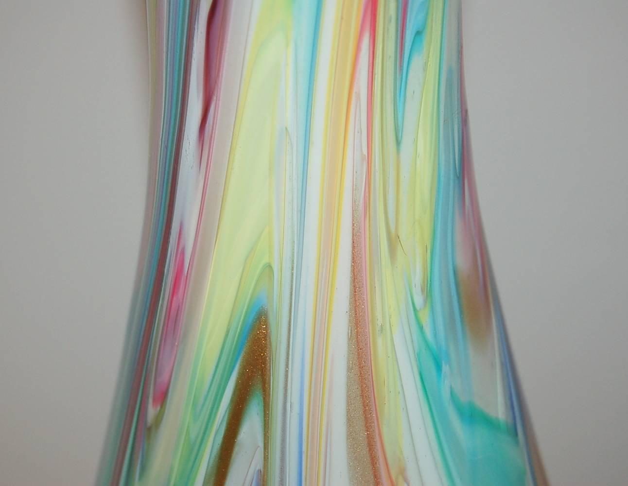 Fratelli Toso Murano Lamps of Multicolored Swirls For Sale 2
