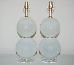 White Handblown Ball Lamps by Joe Cariati