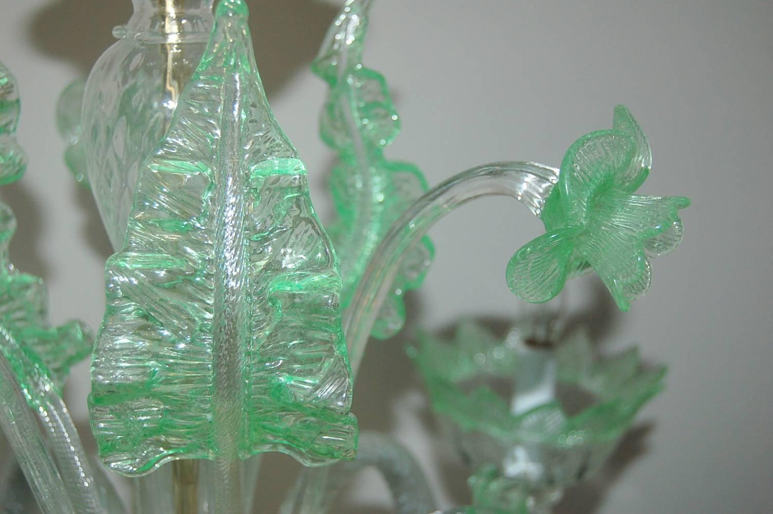 Chandelier Murano Glass of Murano Crystal with Green For Sale 1
