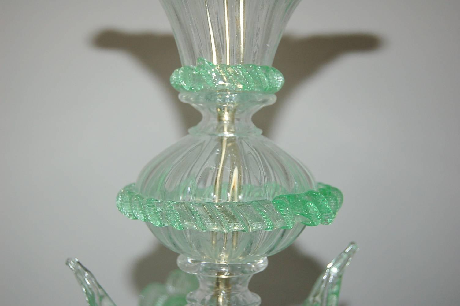 Chandelier Murano Glass of Murano Crystal with Green For Sale 2
