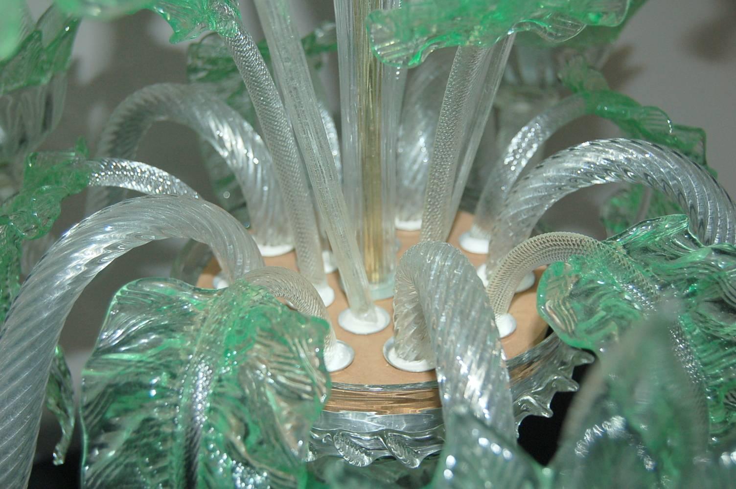 Chandelier Murano Glass of Murano Crystal with Green For Sale 3