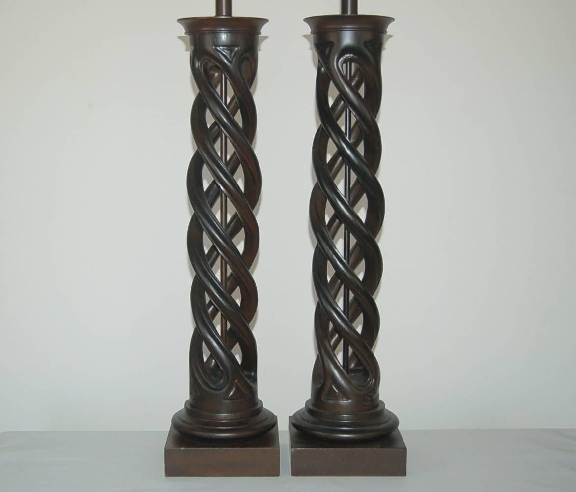 American Chocolate James Mont Style Table Lamps  For Sale