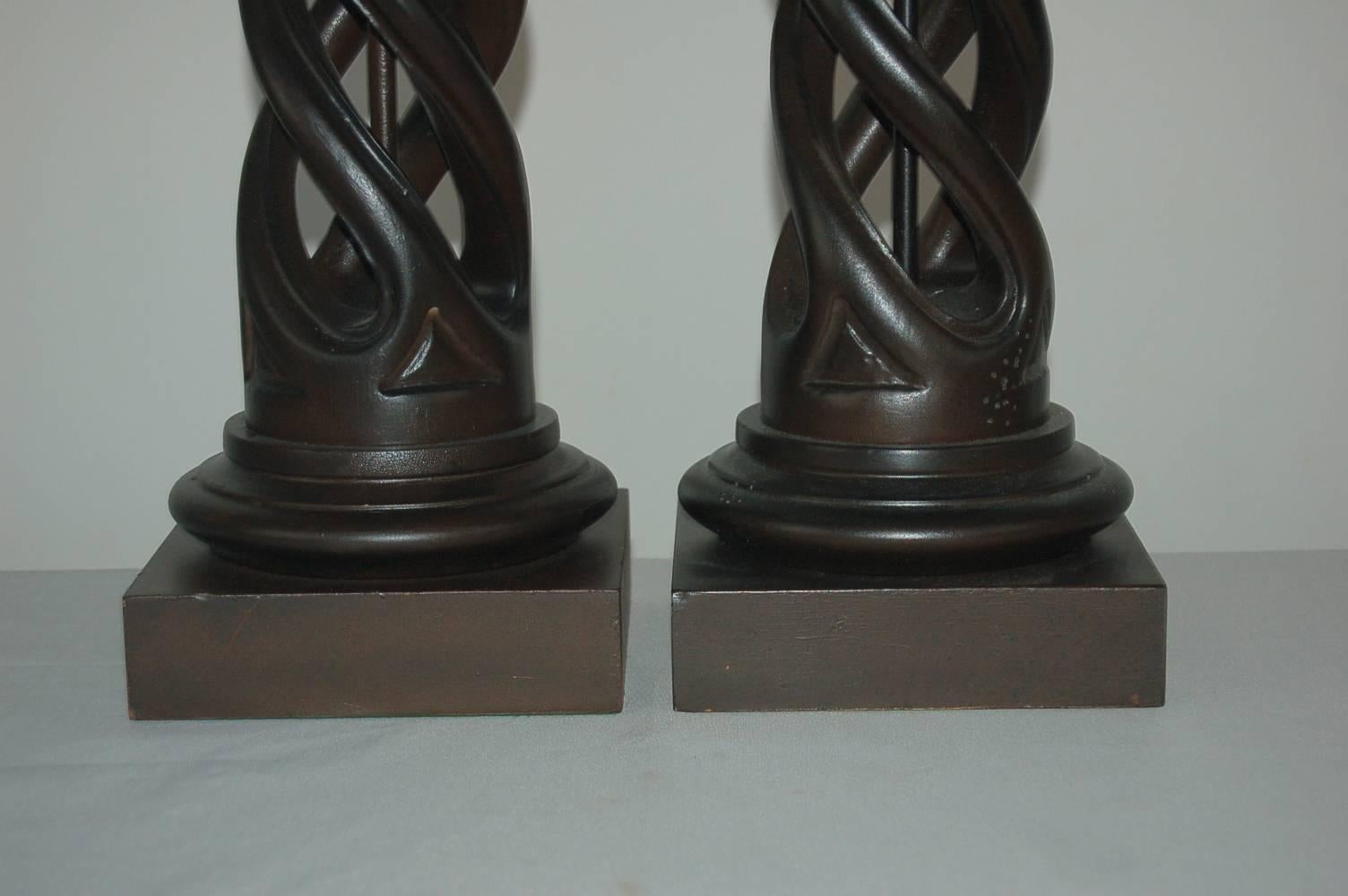 Chocolate James Mont Style Table Lamps  In Excellent Condition For Sale In Little Rock, AR