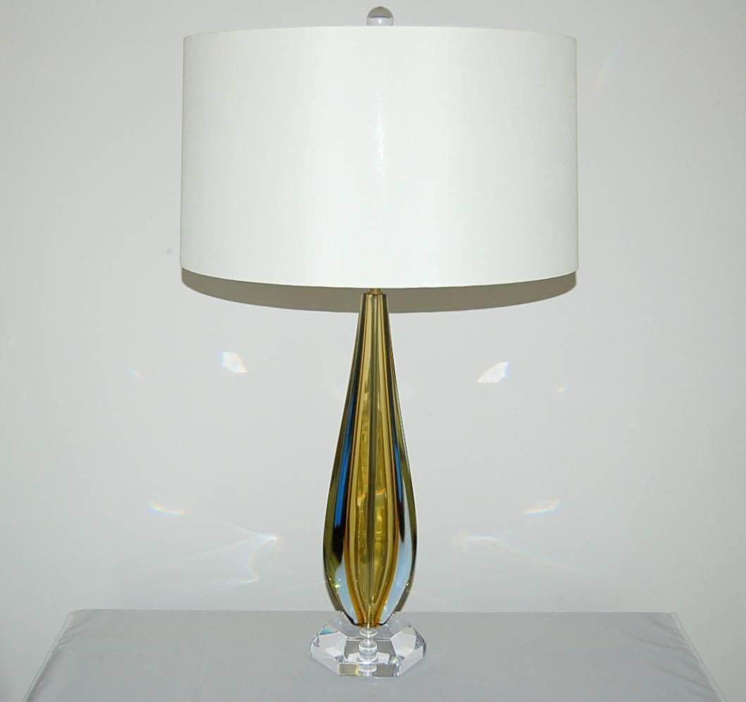 Mid-Century Modern Gold Vintage Murano Sommerso Lamps For Sale