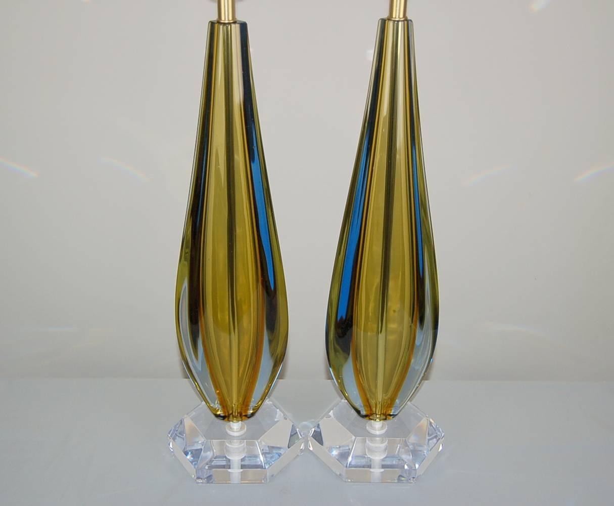 Gold Vintage Murano Sommerso Lamps For Sale 2