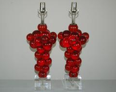 Vintage Resin Bubble Table Lamps in Red by Silvano Pantani, 1966