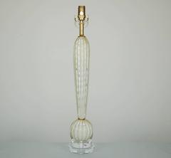 Vintage Murano Table Lamp of White with Bubbles and Gold