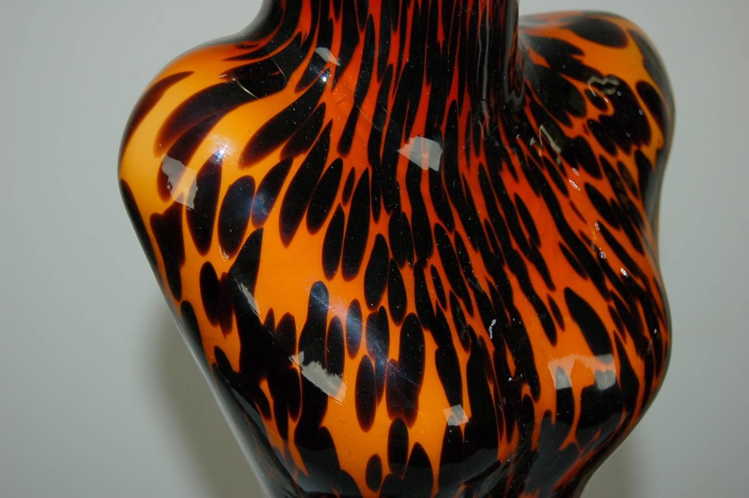 Orange And Black Venus Murano Glass Lamps  For Sale 1