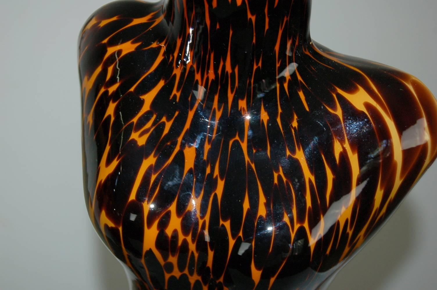 Orange And Black Venus Murano Glass Lamps  For Sale 2