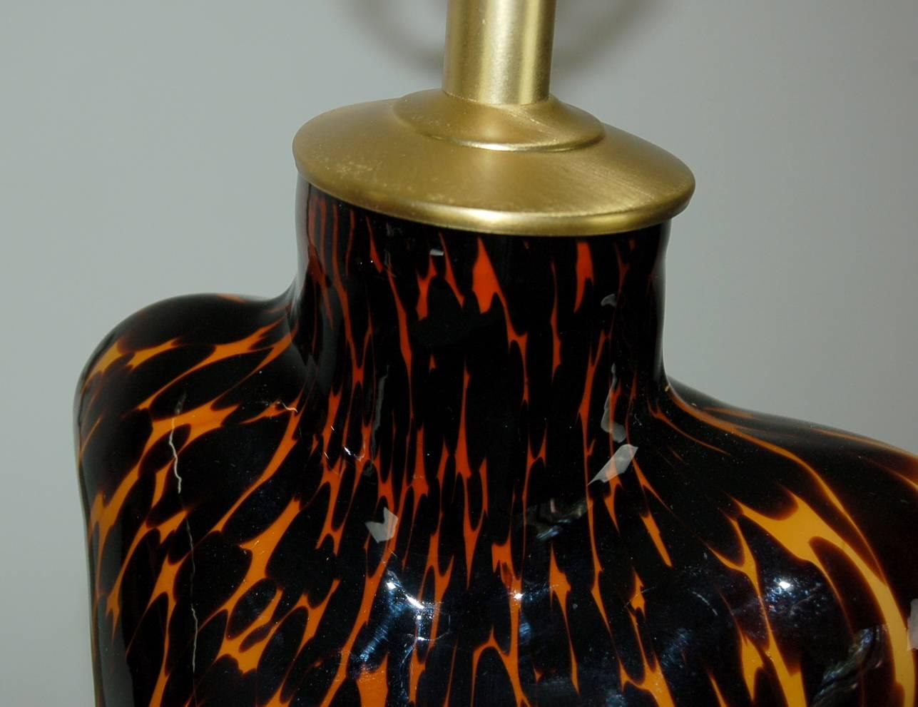 Orange And Black Venus Murano Glass Lamps  For Sale 3