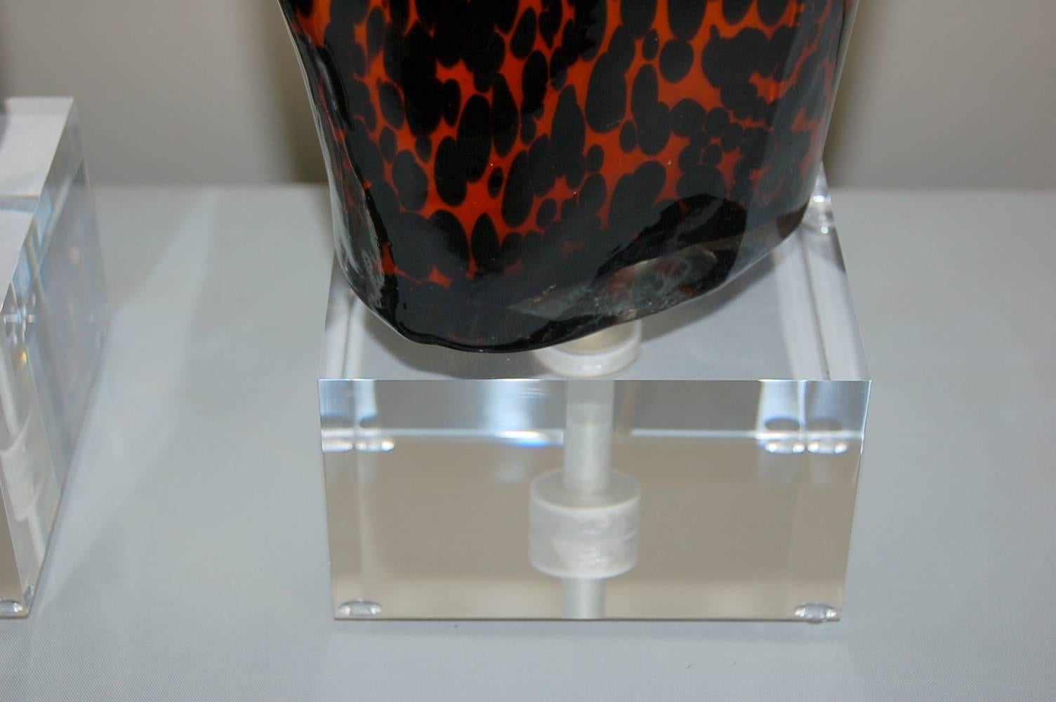 Orange And Black Venus Murano Glass Lamps  For Sale 4