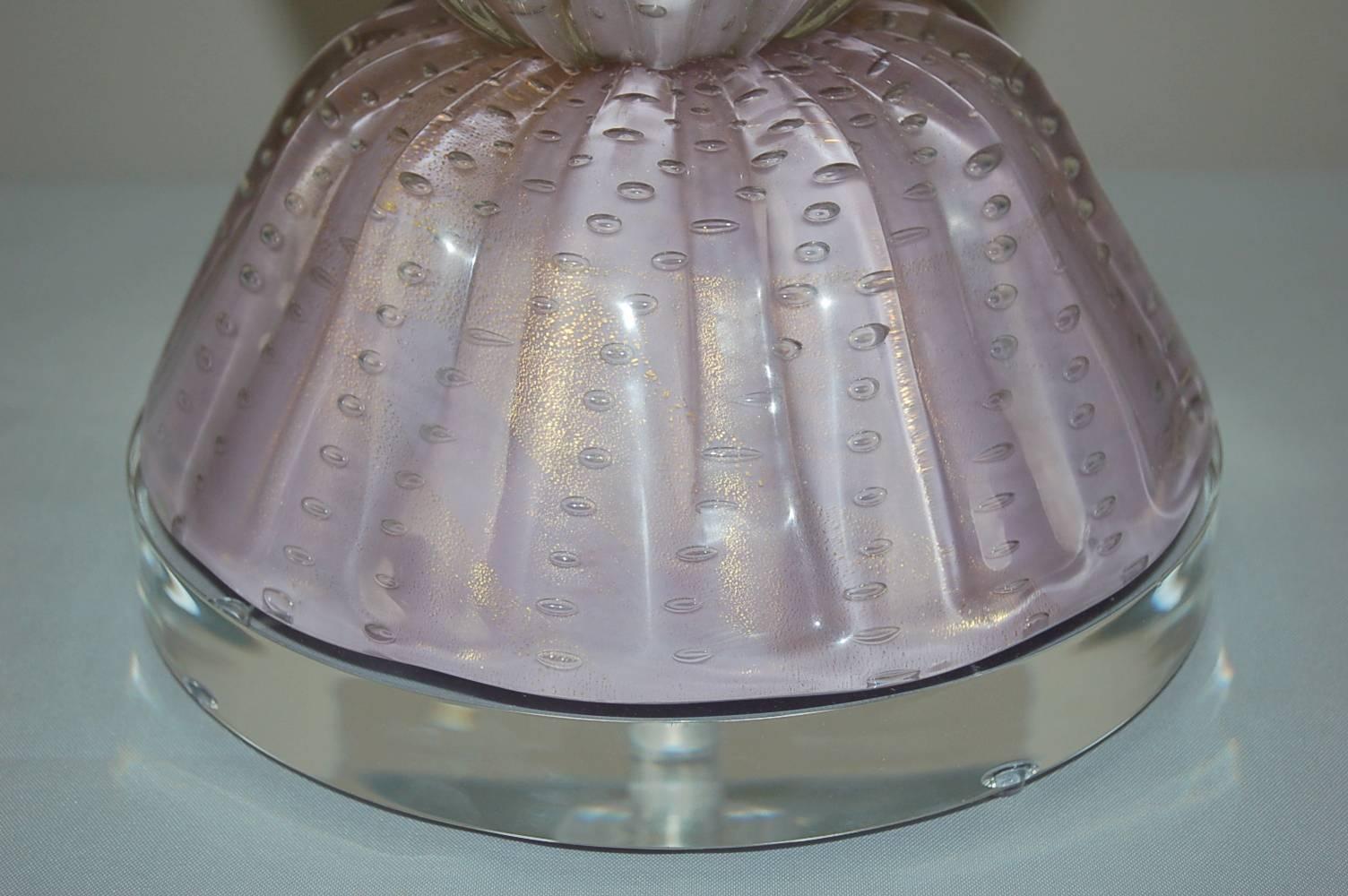 Mid-20th Century Enormous Vintage Murano Table Lamp of Barbini Style in Lavender For Sale