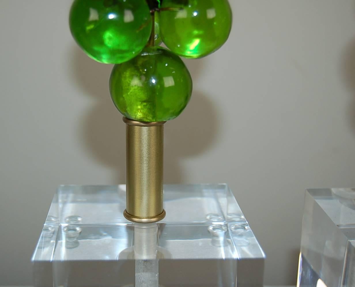 Brass Vintage Resin Bubble Table Lamps by Silvano Pantani in Lime Green, 1966 For Sale