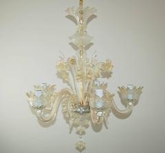 Chandelier Murano Clear Glass with Gold