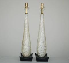 White Murano Vintage Teardrop Table Lamps