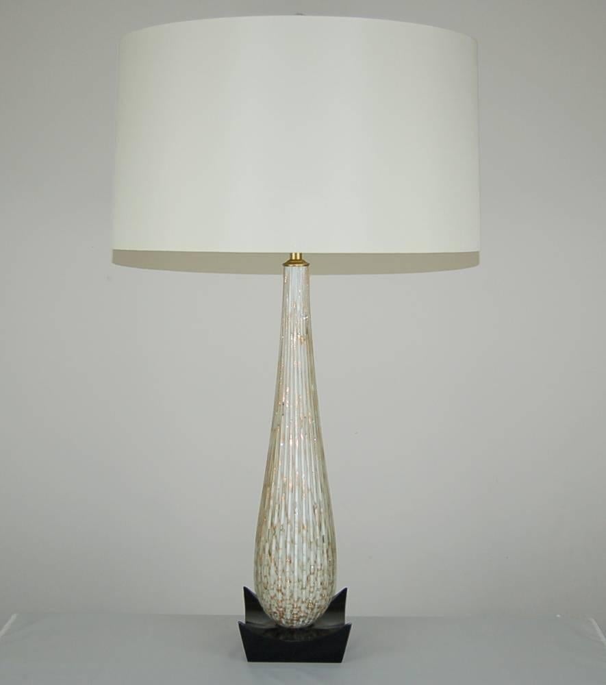 Mid-Century Modern White Murano Vintage Teardrop Table Lamps  For Sale
