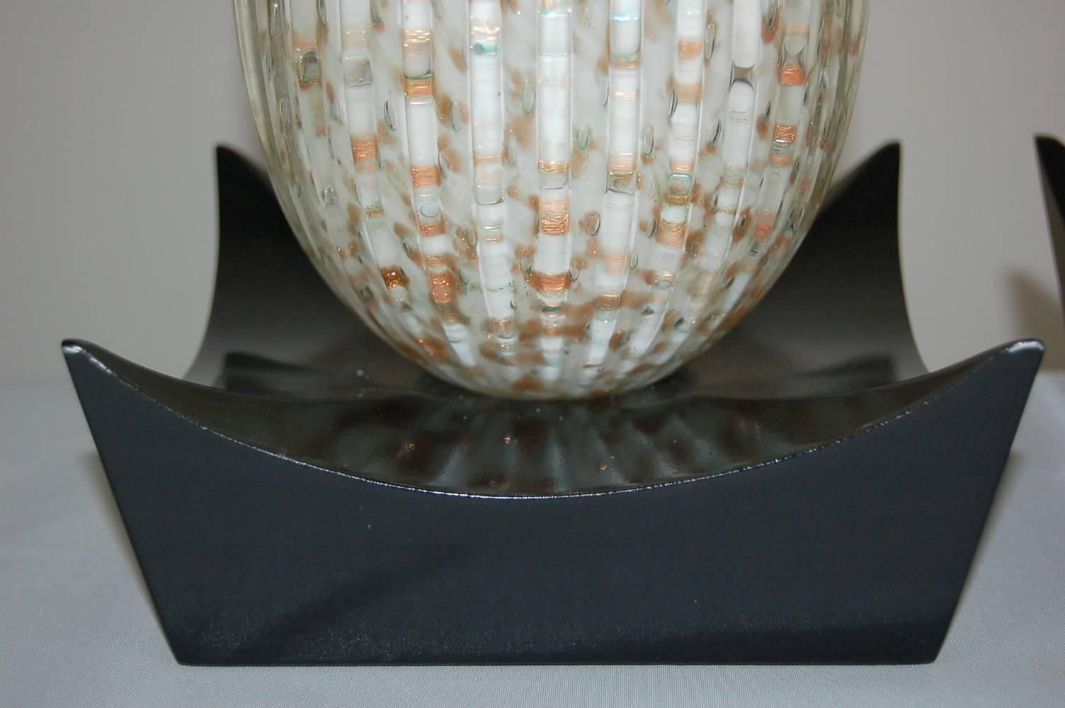 Mid-20th Century White Murano Vintage Teardrop Table Lamps  For Sale