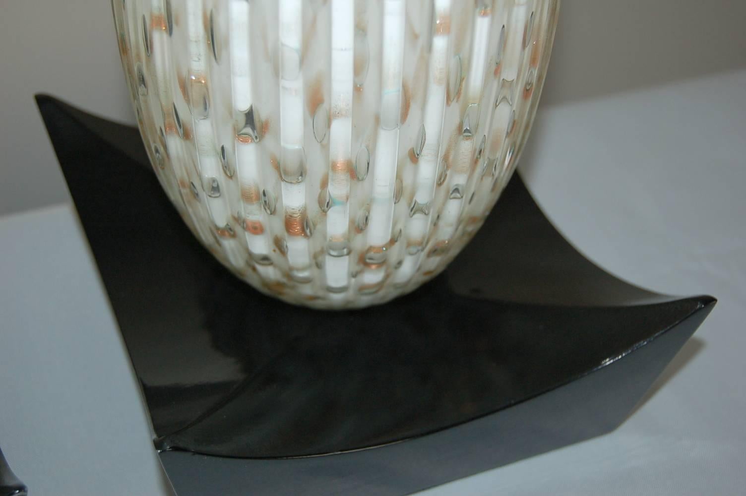 White Murano Vintage Teardrop Table Lamps  For Sale 2