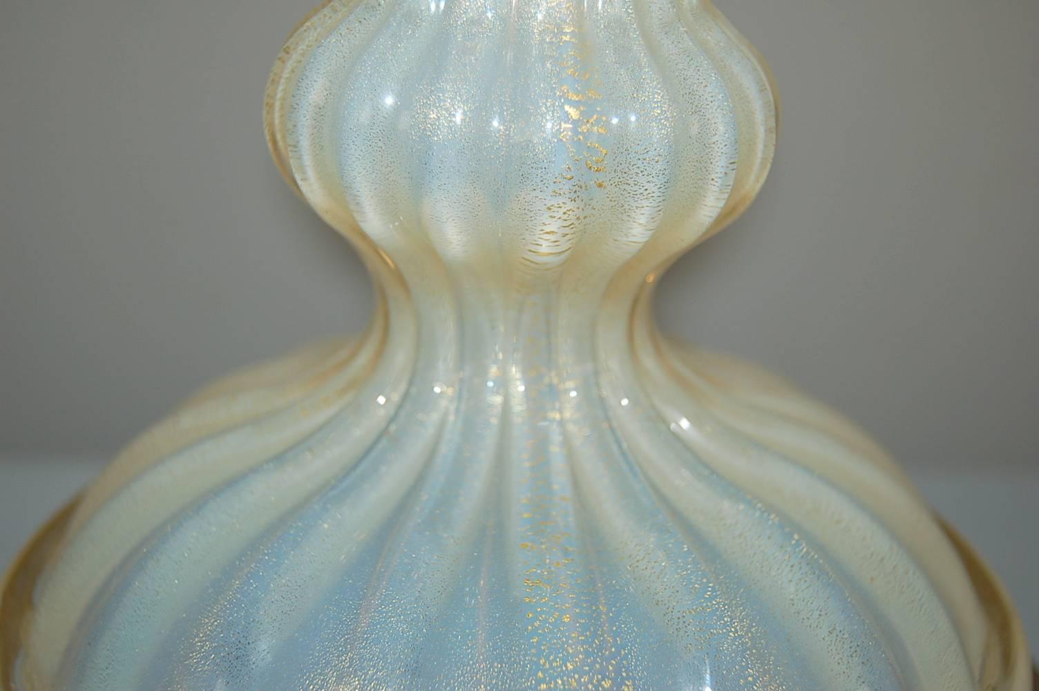 Italian White Opaline Murano Epergne Table Lamps  For Sale