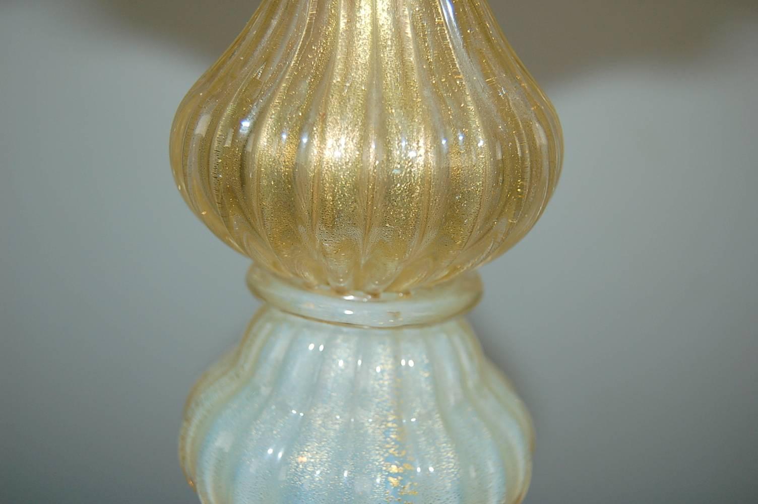 White Opaline Murano Epergne Table Lamps  In Excellent Condition For Sale In Little Rock, AR