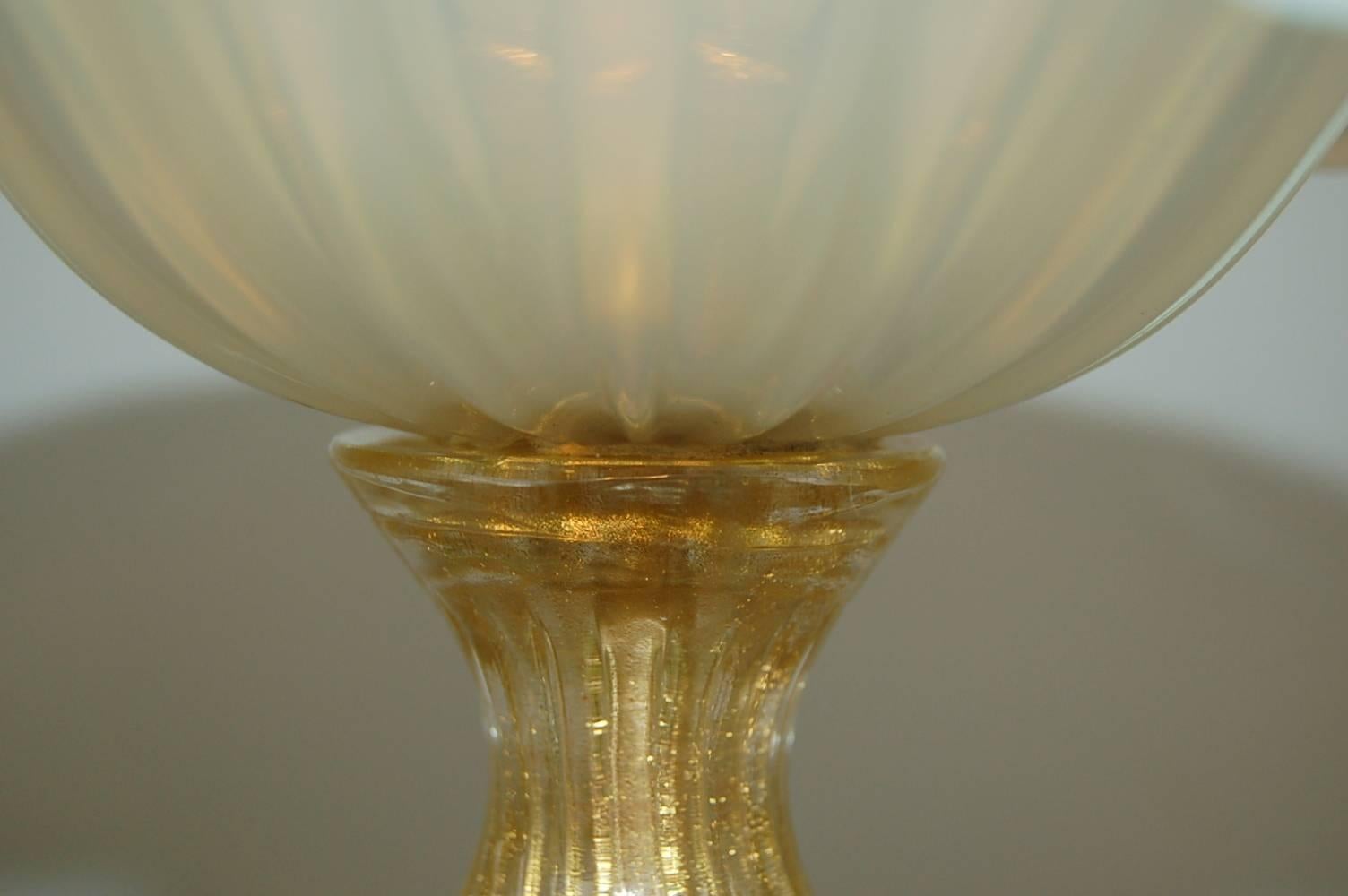 Mid-20th Century White Opaline Murano Epergne Table Lamps  For Sale