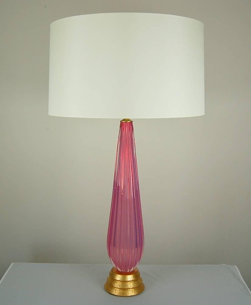 Mid-Century Modern Pink Opaline Murano Italian Lamp by Seguso For Sale