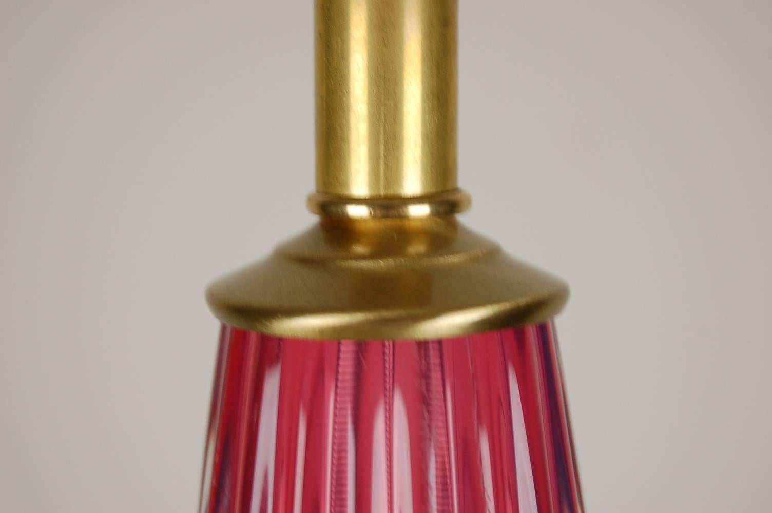Pink Opaline Murano Italian Lamp by Seguso For Sale 1